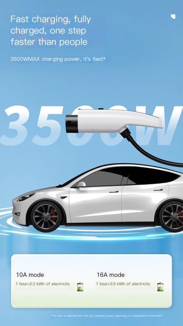 Fisher 3.5kw Single Phase European Standard Portable Electric Car EV Charger Type 2 16a EV Charging Gun