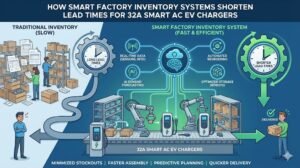 Read more about the article How Do Factory Inventory Systems Shorten Lead Times for 32A Smart AC EV Chargers?