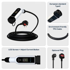 2-in-1 Portable EV Charger Station Smart Home 3.8kW 16A with App Control WiFi IP66
