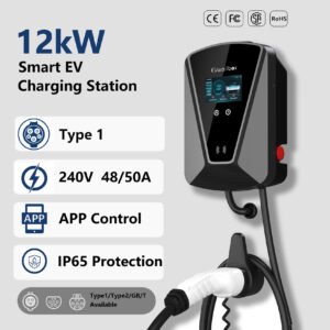 12kw Wall-mounted Charger Station Type 1 Plug Wallbox AC 50A Fast Electric Vehicle EV Charging Stations