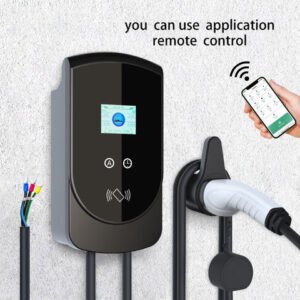 Electric Car Charging Station 22kW 32A AC Wallbox Type 2 IP65 LCD RFID Home Garage Use