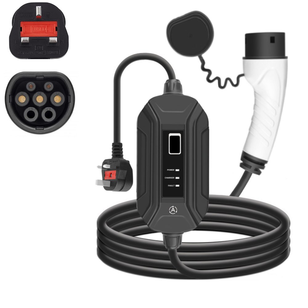 3.5KW 13A Type2 EV Charger European Standard UK Plug Portable Charger for Home Electric Car Vehicle
